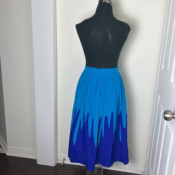 Vintage 100% Silk Skater Inverted Pleat Skirt Size Medium - Picture 8 of 13
